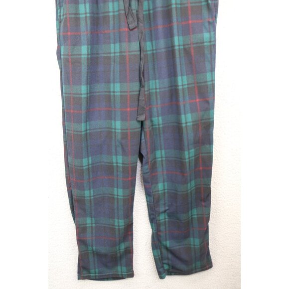Cuddl Duds Navy/Green Plaid Pajama Set-Size Medium-Drawstring-Pockets-Classic - Picture 3 of 16